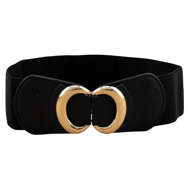 Women;s Belt with Gold Buckle - Stretch Designer Belt