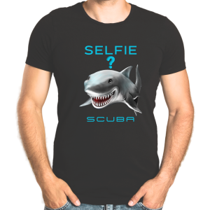 Men's Casual T Shirt with Funny Selfie Shark Print - Zabardo