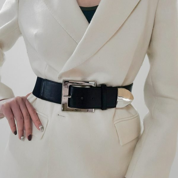 Women's Belt with Chrome Buckle & Tip - Image Zabardo