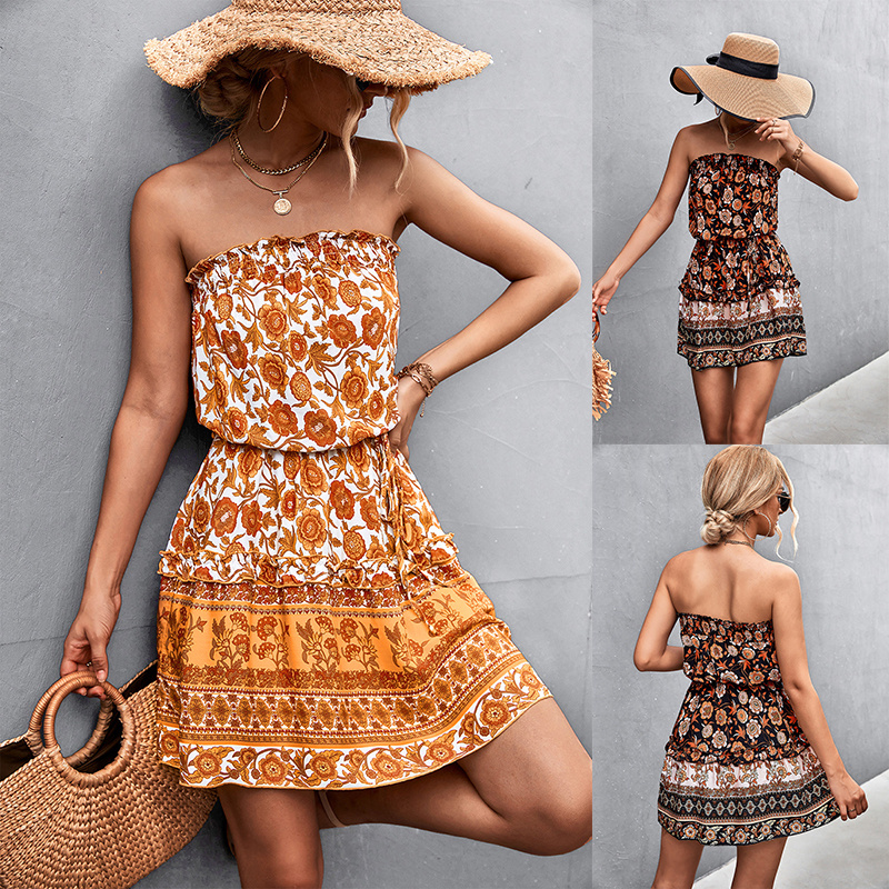 Women's Summer Stapless Boho Dress - Image - Zabardo.com