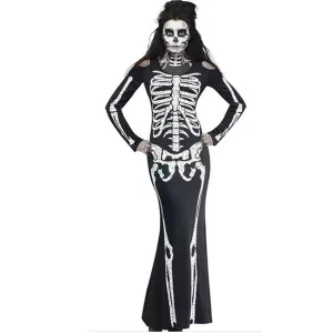 halloween women's skeleton maxi dress costume image - Zabardo.com 527025097913.jpg