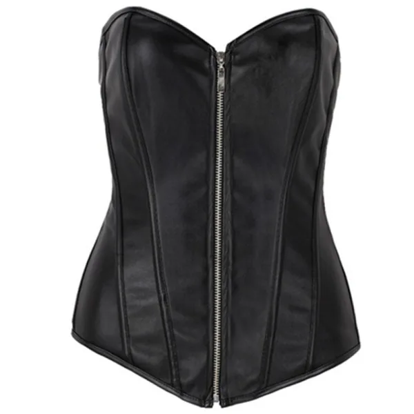 Women's Leather Zip & Lace-up Corset - Image 3