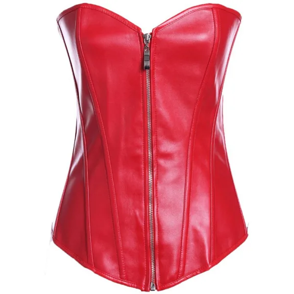 Women's Leather Zip & Lace-up Corset - Image 5